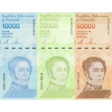 (682) ** PN109a-111a Venezuela 10.000,20.000 & 50.000 Bolivares Year 2019 (2020) (3 Notes)